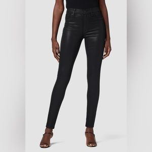 Hudson Barbara High-Rise Super Skinny Ankle Jean in Black Noir Coated size 25